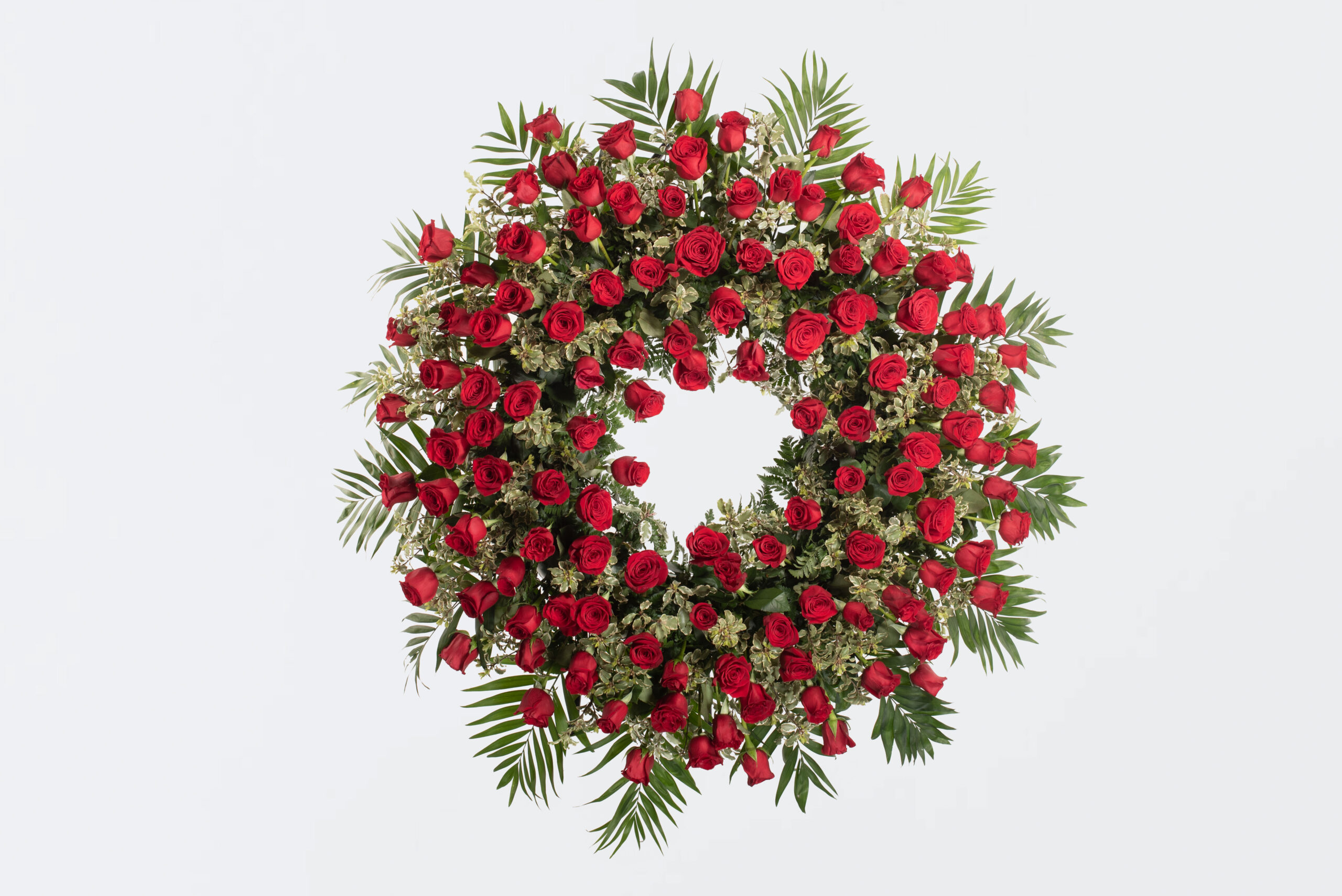Corona gran de roses vermelles